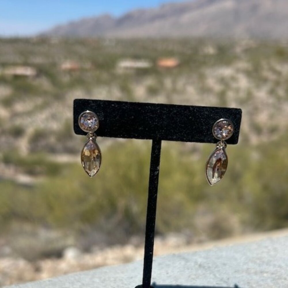 GIVENCHY Gold Swarovski Crystal Drop EARRINGS - Picture 6 of 10